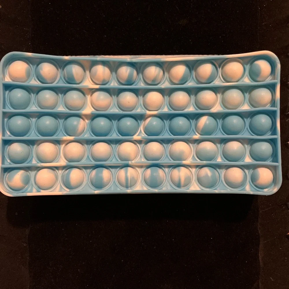 Silicone Fidget Pencil Case Push Pop Bubble Sensory Relief Blue Pop It Fidget